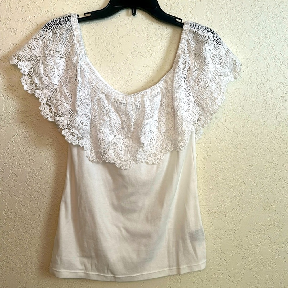 Lauren cotton and lace top size M